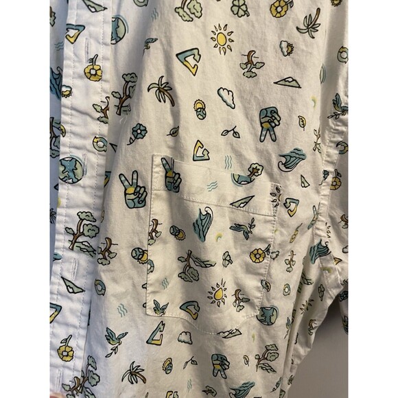 Sonoma Shirt, Men's Size XL, White, Sun Tree Flower, Button Up, Short Sleeve - Picture 4 of 5